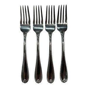 4 - Lenox Tudor Bead Augusta Salad Forks 18/10 Stainless Steel Flatware